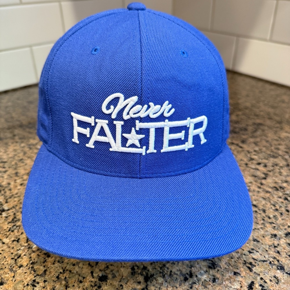 Never Falter Embroidered Hat Cap Yupoong The Classics Snapback Blue‎